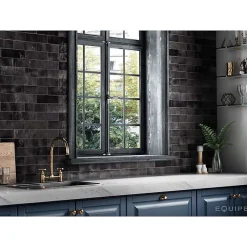 Aelle Carrelage Carrelage mur effet zellige bejmat gris anthracite 6,5x20 cm ARTISAN GRAPHITE