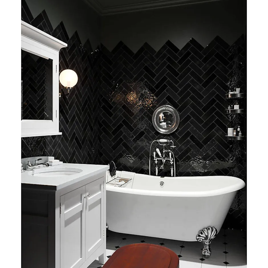 Aelle Carrelage Carrelage mur effet zellige bejmat gris anthracite 6,5x20 cm ARTISAN GRAPHITE