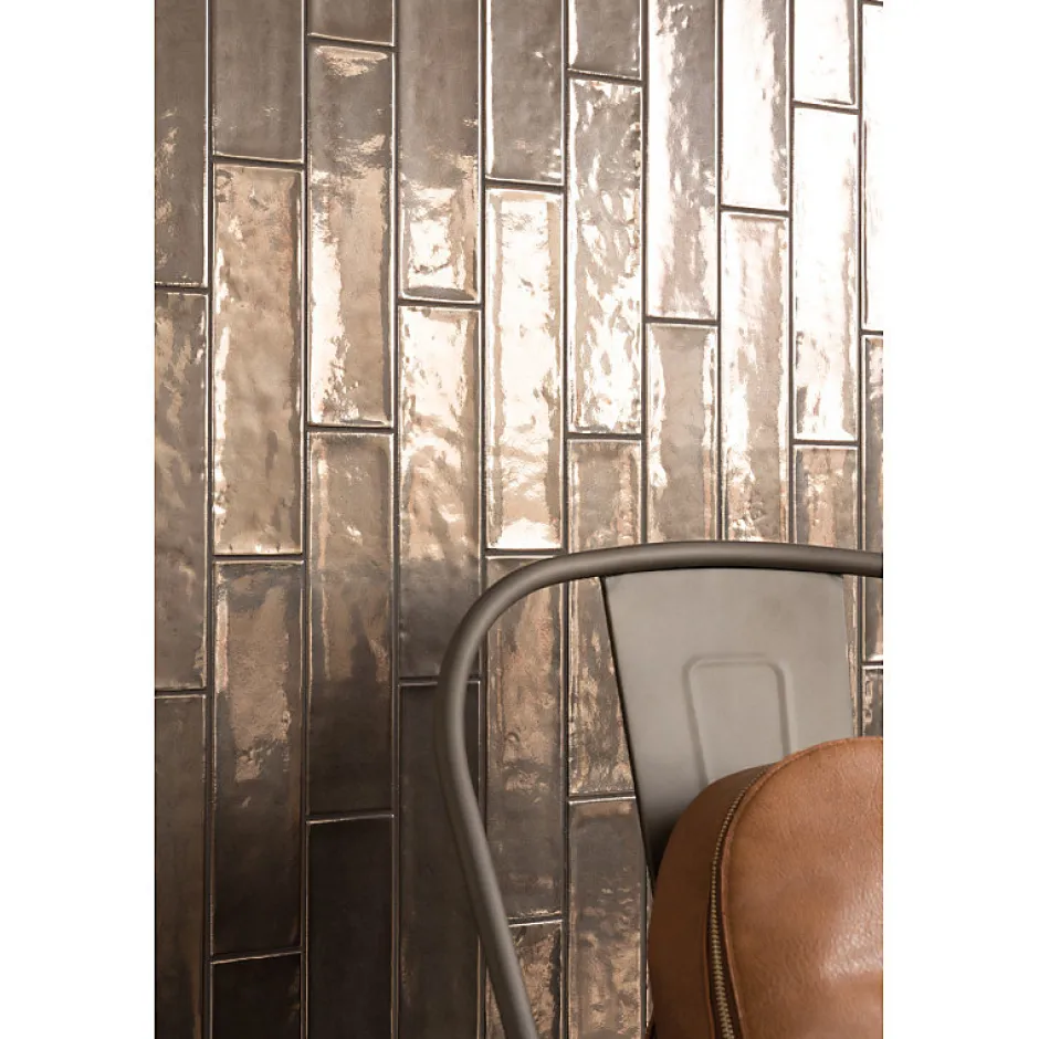 Carrelage mur effet zellige bronze 6,5x26,6 cm CROMIA26 BRONZO-Aelle Carrelage Best