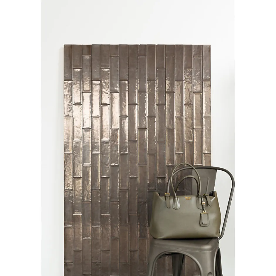 Carrelage mur effet zellige bronze 6,5x26,6 cm CROMIA26 BRONZO-Aelle Carrelage Best