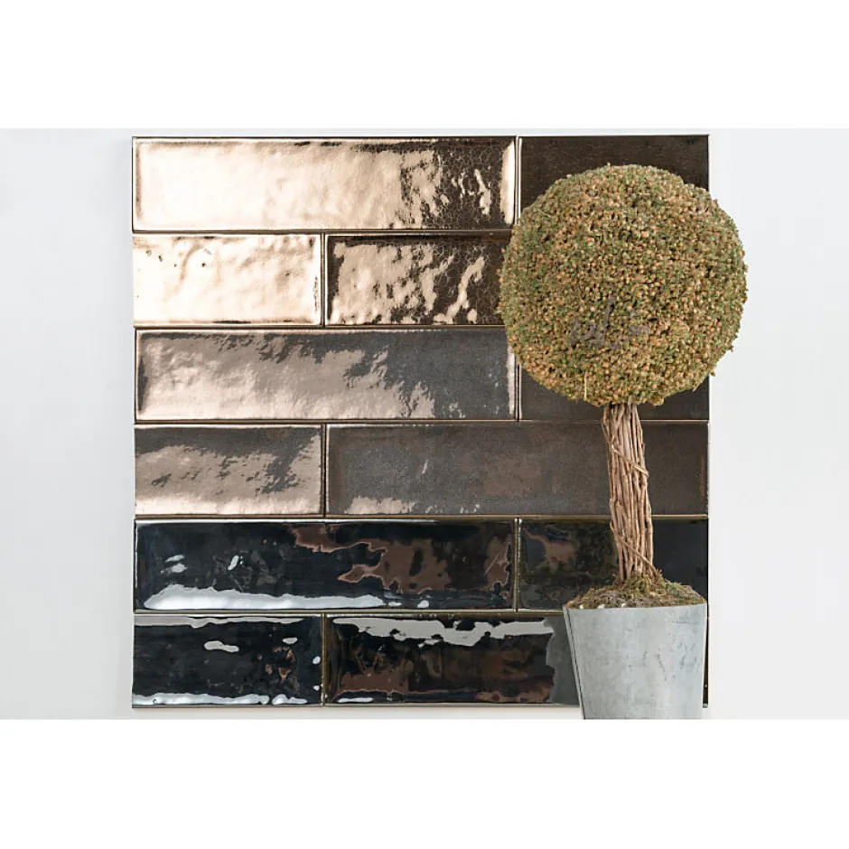 Carrelage mur effet zellige bronze 6,5x26,6 cm CROMIA26 BRONZO-Aelle Carrelage Best