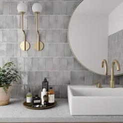 Aelle Carrelage Carrelage mur effet zellige gris 7,5x15 cm MANACOR MERCURY GREY