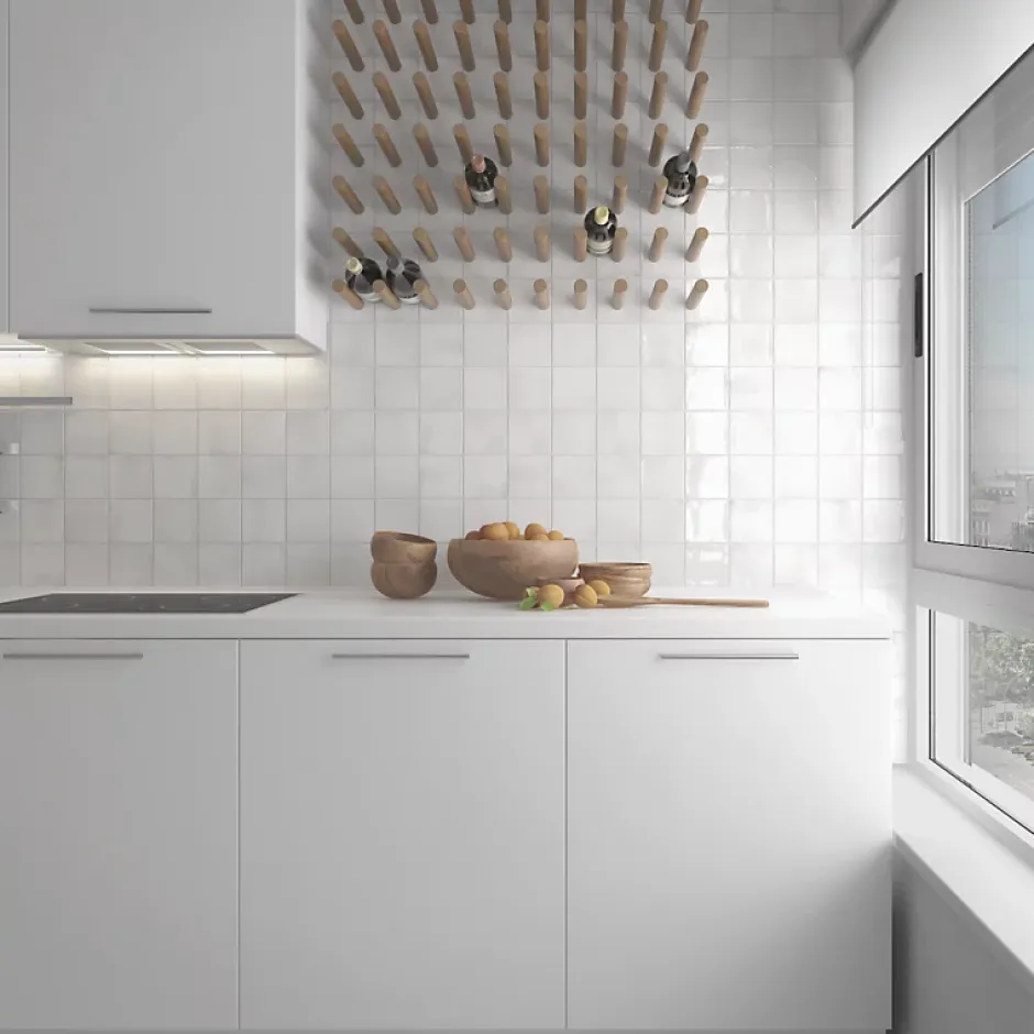 Carrelage mur effet zellige blanc 10x10 cm MANACOR WHITE-Aelle Carrelage Online