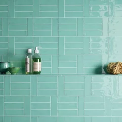 Aelle Carrelage Carrelage mur effet zellige bejmat marocain 5X15 cm turquoise brillant FANGO AQUAMARINE