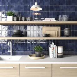 Aelle Carrelage Carrelage mur effet zellige bleu 7,5x15 cm MANACOR OCEAN BLUE