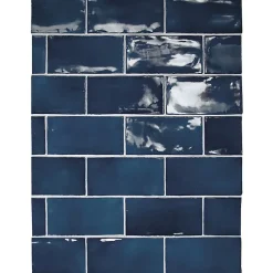 Aelle Carrelage Carrelage mur effet zellige bleu 7,5x15 cm MANACOR OCEAN BLUE