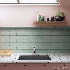 Carrelage mur effet zellige bleu turquoise 7,5x30 cm MASIA JADE-Aelle Carrelage Clearance