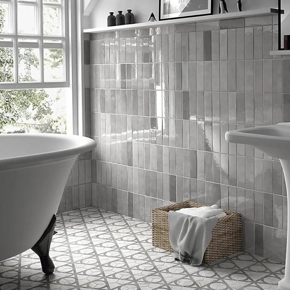 Carrelage mur effet zellige bejmat gris 6,5x20 cm ARTISAN ALABASTER-Aelle Carrelage Best