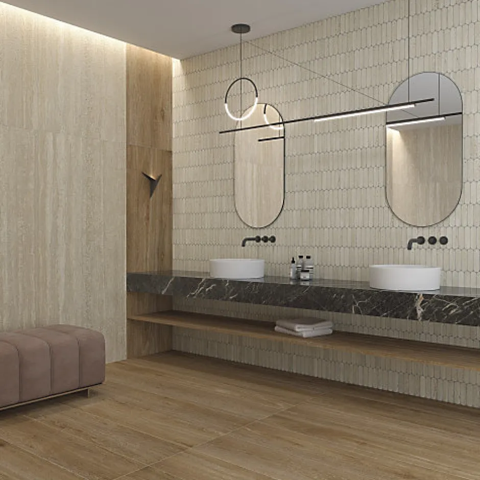 Aelle Carrelage Carrelage mur effet zellige crème 6,5x26,6 cm CROMIA26 BEIGE 1