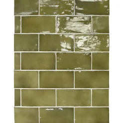 Carrelage mur effet zellige vert 7,5x15 cm MANACOR BASIL GREEN-Aelle Carrelage Discount