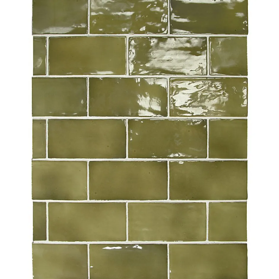 Carrelage mur effet zellige vert 7,5x15 cm MANACOR BASIL GREEN-Aelle Carrelage Discount