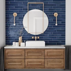 Aelle Carrelage Carrelage mur effet zellige bleu 6,5x40 cm MANACOR OCEAN BLUE