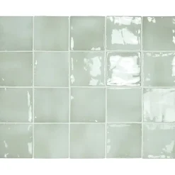 Aelle Carrelage Carrelage mur effet zellige vert sage 10x10 cm MANACOR MINT