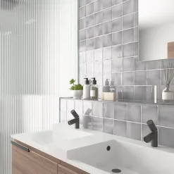 Aelle Carrelage Carrelage mur effet zellige gris 10x10 cm MANACOR MERCURY GREY