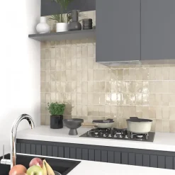 Aelle Carrelage Carrelage mur effet zellige beige 7,5x15 cm MANACOR BEIGE ARGILE