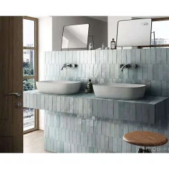 Aelle Carrelage Carrelage mur effet zellige bejmat bleu 6,5x20 cm ARTISAN AQUA