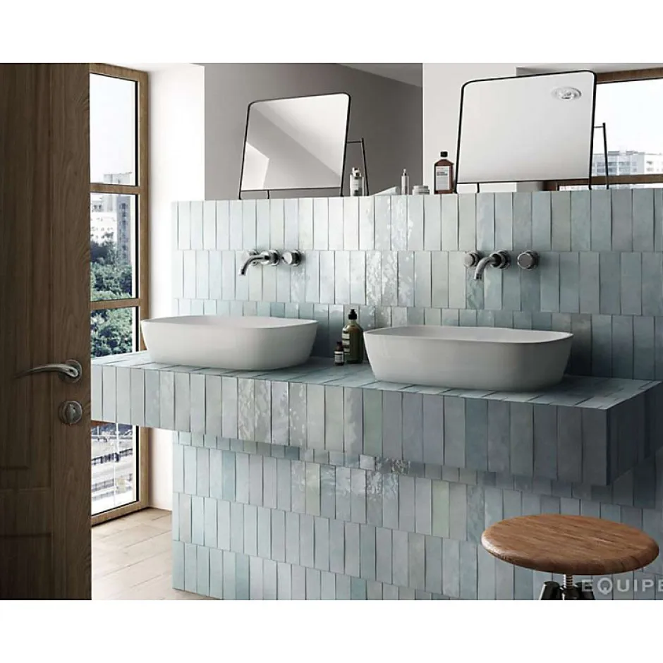 Aelle Carrelage Carrelage mur effet zellige bejmat bleu 6,5x20 cm ARTISAN AQUA