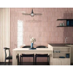 Carrelage mur effet zellige rose brillant 6x24,6 cm TRIBECA TEA ROSE-Aelle Carrelage New