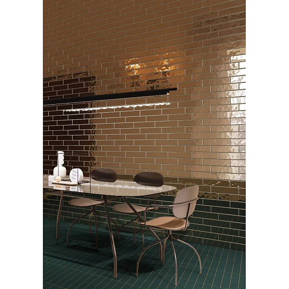 Carrelage mur effet zellige doré 6,5x26,6 cm CROMIA26 ORO-Aelle Carrelage New