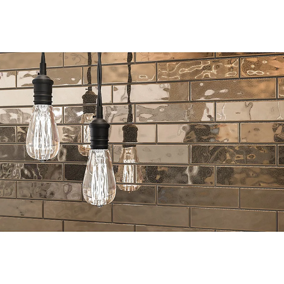 Carrelage mur effet zellige doré 6,5x26,6 cm CROMIA26 ORO-Aelle Carrelage New