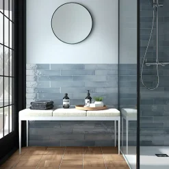 Carrelage mur effet zellige bleu 6,5x40 cm MANACOR BLUE MOON-Aelle Carrelage Clearance