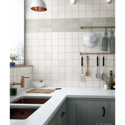 Aelle Carrelage Carrelage mur effet zellige bejmat satiné blanc 10x10 cm MALLORCA WHITE