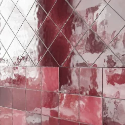 Aelle Carrelage Carrelage mur effet zellige bejmat rouge 13,2x13,2 cm ARTISAN BURGUNDY