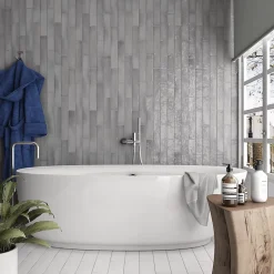 Aelle Carrelage Carrelage mur effet zellige gris 6,5x40 cm MANACOR MERCURY GREY