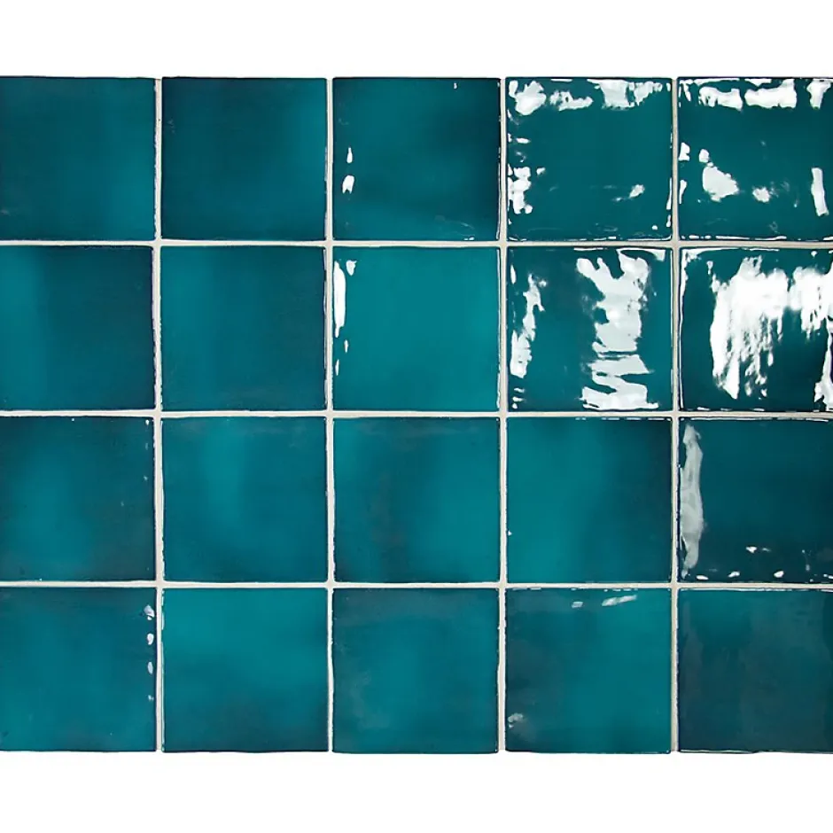 Aelle Carrelage Carrelage mur effet zellige bleu turquoise 10x10 cm MANACOR GLACIER