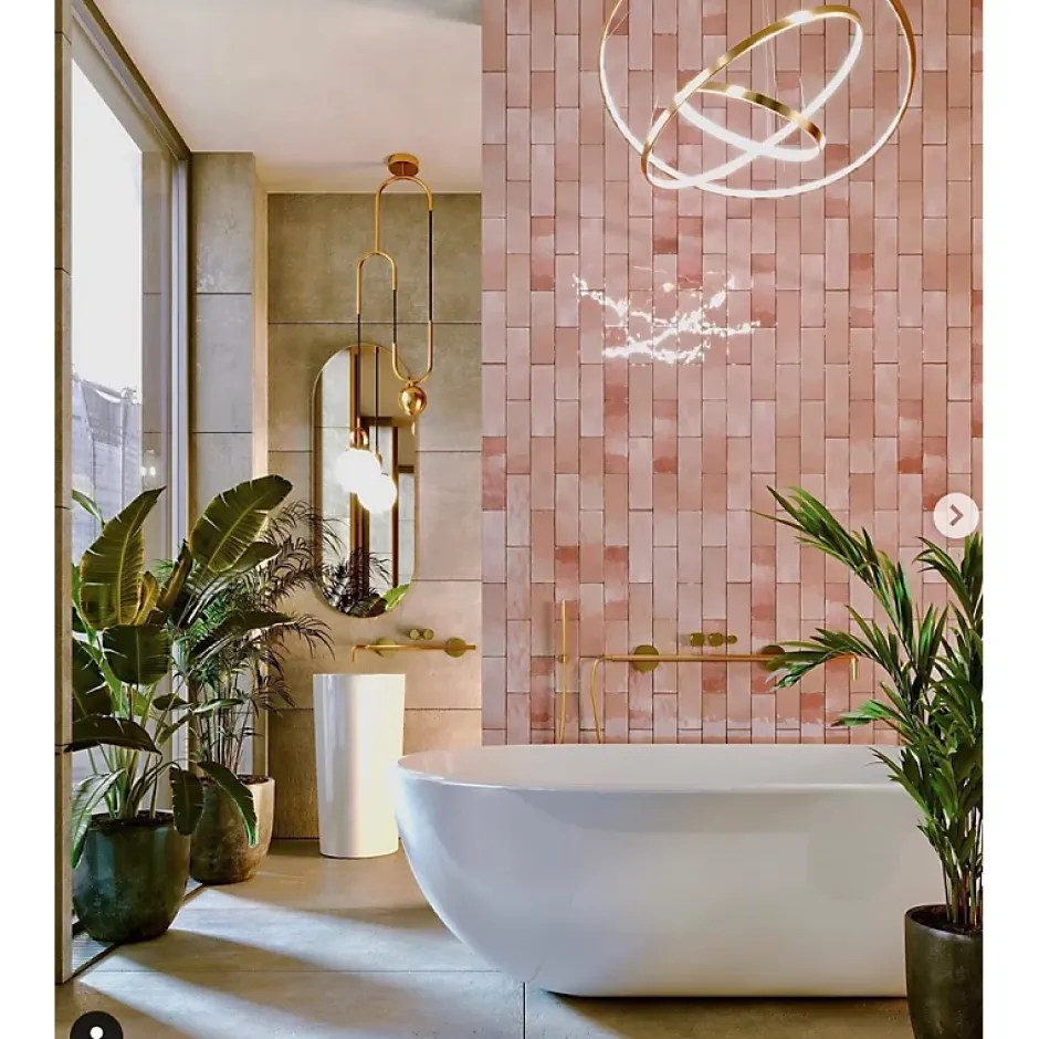 Carrelage mur effet zellige bejmat rose 6,5x20 cm ARTISAN ROSE MALLOW-Aelle Carrelage Clearance