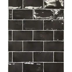 Aelle Carrelage Carrelage mur effet zellige noir 7,5x15 cm MANACOR BLACK