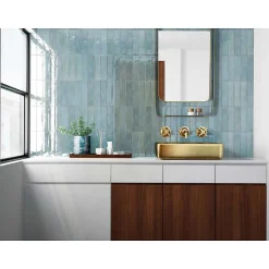 Aelle Carrelage Carrelage mur effet zellige bleu brillant 6x24,6 cm TRIBECA WATERCOLOUR