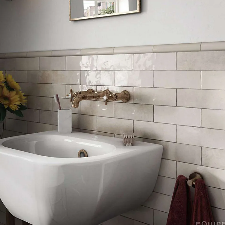 Carrelage mur effet zellige bejmat beige 6,5x20 cm ARTISAN OCHRE-Aelle Carrelage Discount