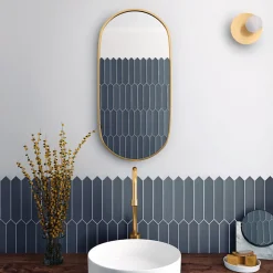 Aelle Carrelage Carrelage mur faience forme navette 5x25 cm mate LANSE NAVY