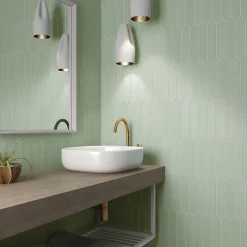 Aelle Carrelage Carrelage mur faience forme navette 5x25 cm mate LANSE MINT