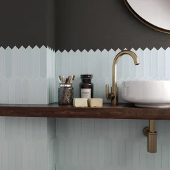 Carrelage mur faience forme navette 5x25 cm mate LANSE BLUE-Aelle Carrelage Hot