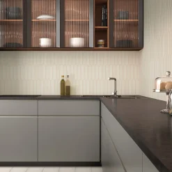 Carrelage mur faience forme navette 5x25 cm mate LANSE MUSLIN-Aelle Carrelage