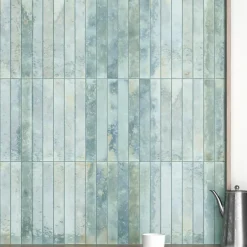 Carrelage Mur Intérieur Format allongé Bleu Brillant. Bali Aqua 5x40 cm-Lux Mosaic Outlet