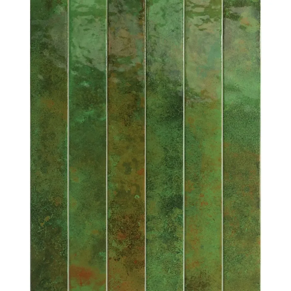 Carrelage Mur Intérieur Format allongé Vert Brillant. Bali Green 5x40 cm-Lux Mosaic Online