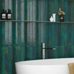 Carrelage Mur Intérieur Format allongé Bleu Brillant. Bali Hesper 5x40 cm-Lux Mosaic Best