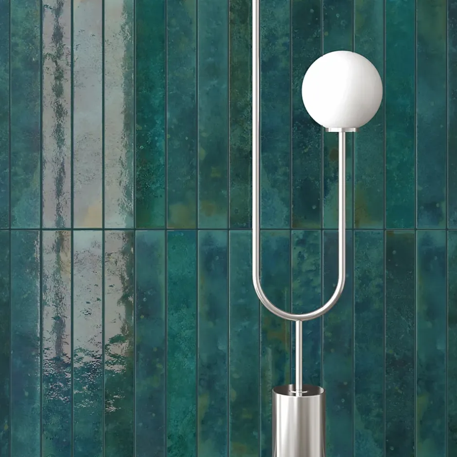 Carrelage Mur Intérieur Format allongé Bleu Brillant. Bali Hesper 5x40 cm-Lux Mosaic Best