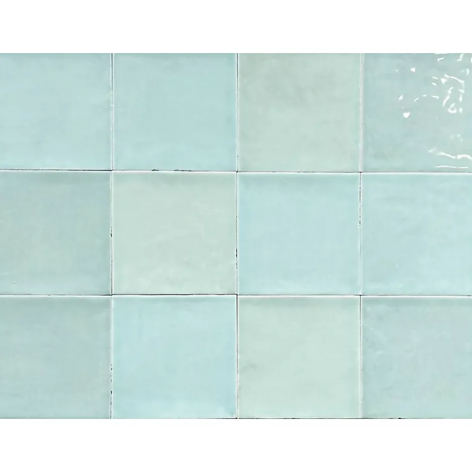 Carrelage mur intérieur/exterieur. Grès cérame Zellige Vert Menthe 12x12 cm x ép 8,3 mm-Lux Mosaic