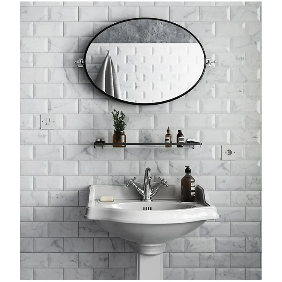 Aelle Carrelage Carrelage mur métro effet marbre blanc brillant 7,5X15 cm METRO CARRARA