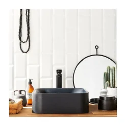 Eiffel art construction Carrelage mur métro parisien relief uni blanc mate 7,5x15 cm METRO WHITE