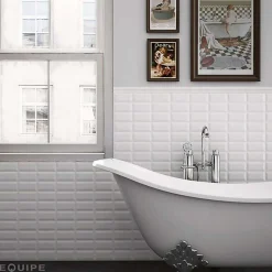 Eiffel art construction Carrelage mur métro parisien relief uni blanc mate 10x20 cm METRO WHITE