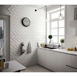 Eiffel art construction Carrelage mur métro parisien relief uni blanc mate 10x20 cm METRO WHITE