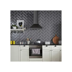 Eiffel art construction Carrelage mur relief métro parisien uni gris brillant 7,5x15 cm METRO DARK GREY