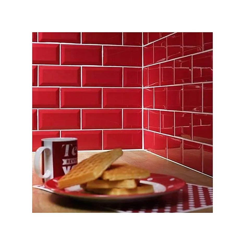 Carrelage mur relief métro parisien uni rouge brillant 7,5x15 cmMETRO ROSSO-Eiffel art construction Discount