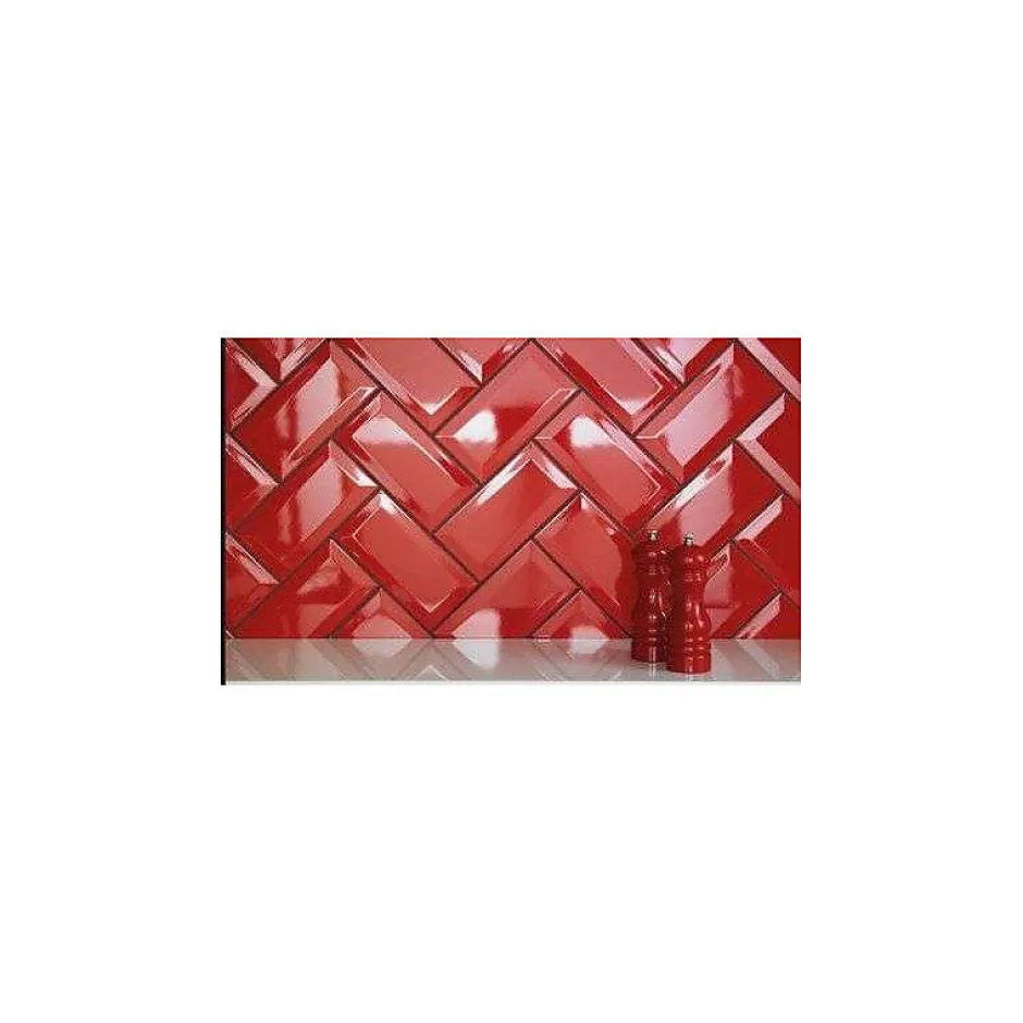 Carrelage mur relief métro parisien uni rouge brillant 7,5x15 cmMETRO ROSSO-Eiffel art construction Discount