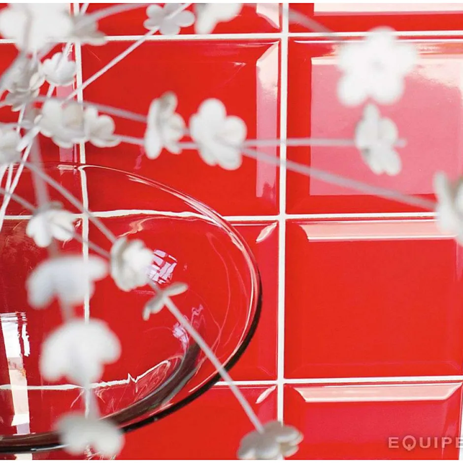 Carrelage mur relief métro parisien uni rouge brillant 7,5x15 cmMETRO ROSSO-Eiffel art construction Discount